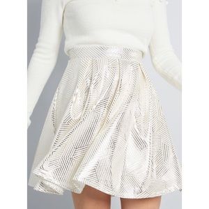 ModCloth gold and white pleated metallic skirt